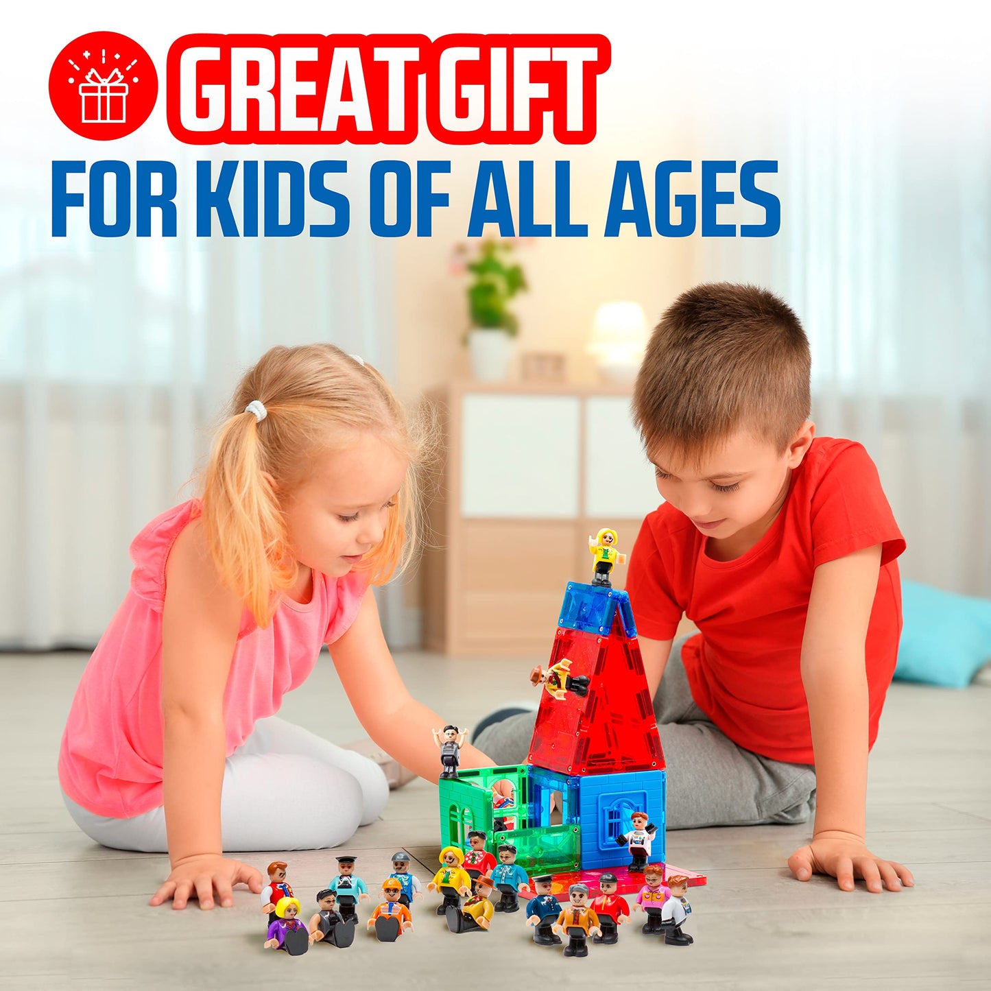 Playmags Magnetic Figures 15pc Set – Community Play People for Magnetic Tiles, STEM Learning Toys & Expansion Accessories Pack