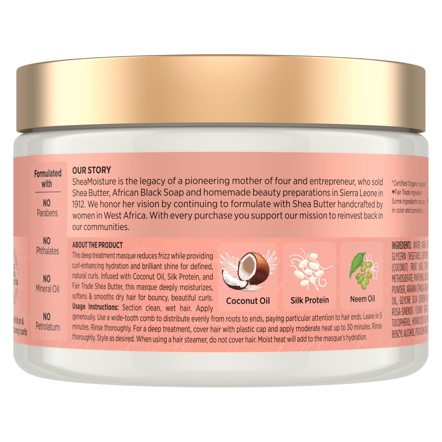 SheaMoisture Hair Mask Coconut & Hibiscus for Dry Curls Hair Mask with Shea Butter 11.5 oz