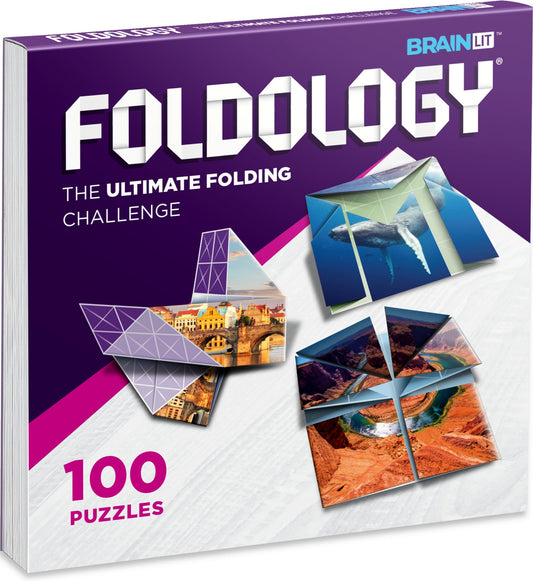 FOLDOLOGY Origami Puzzle Game – 100 Brain Teaser Puzzles for Tweens, Teens & Adults, Hands-On STEM Travel Game & Gift for Ages 10+