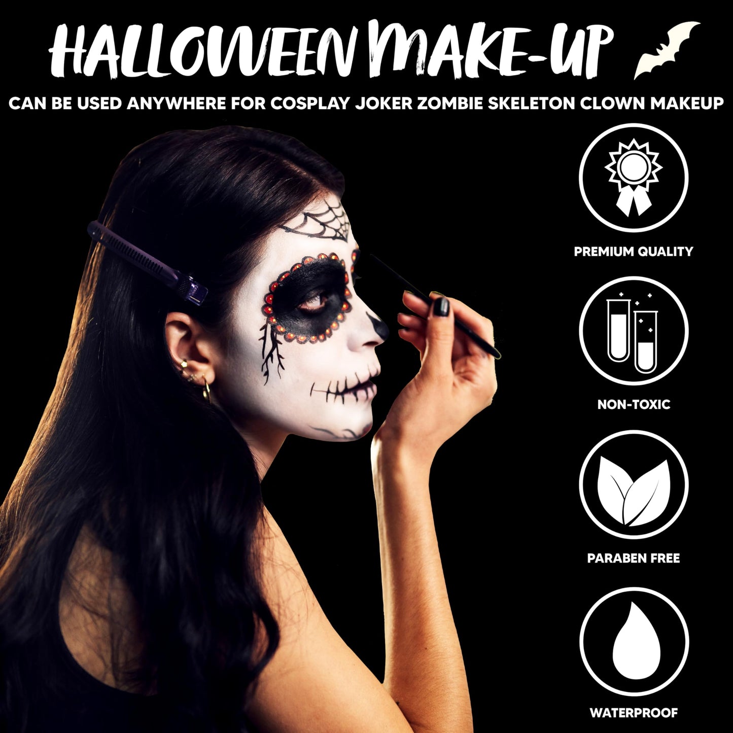 Spooktacular Creations Halloween Makeup Kit Face Painting Set,6 Colors Bruise Makeup Palette,Scar Wax with Spatula Tool,Fake Blood Gel,Blood