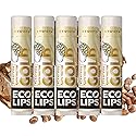Eco Lips GOLD Organic Lip Balm with Baobab Oil - Soothe and Moisturize Dry, Cracked and Chapped Lips - 100% Plastic-Free Plant Pod Packaging (6 Tubes)