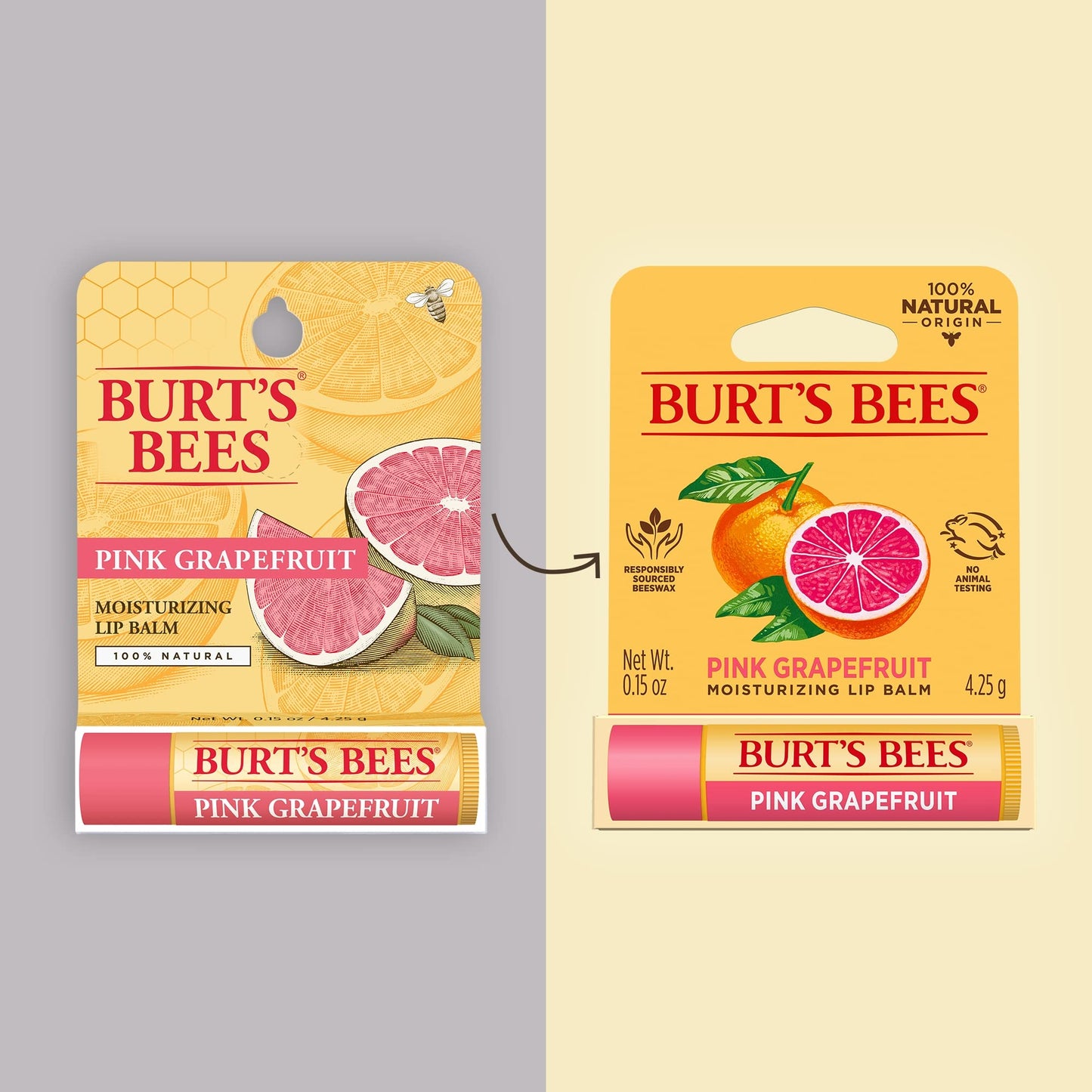 Burt's Bees 100% Natural Lip Balm, Pink Grapefruit Blister Box, 0.15 Ounce