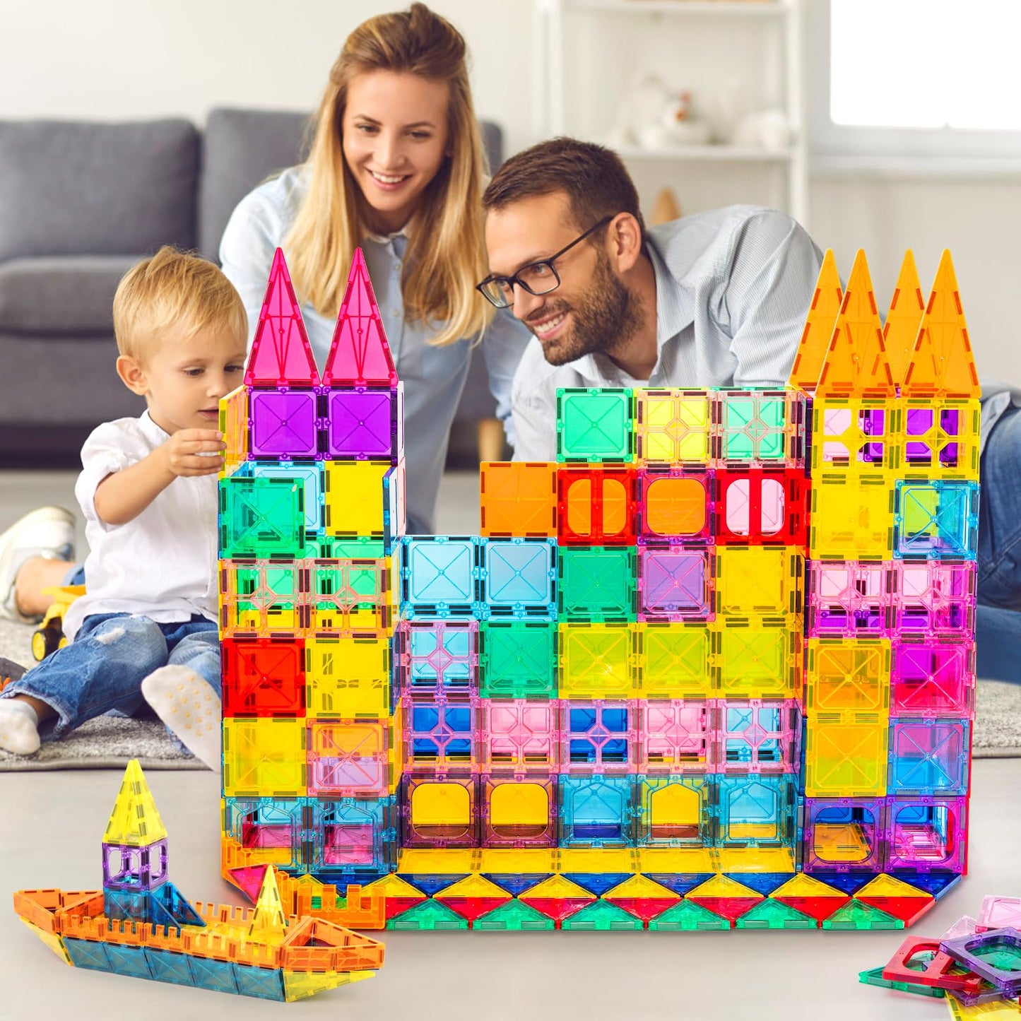 Magnetic Tiles,100PCS 3D Building Blocks, Magnets Building Set for Kids, Construction STEM Stacking Toys, Magnets Toy Gift for Toddlers, Boys & Girls