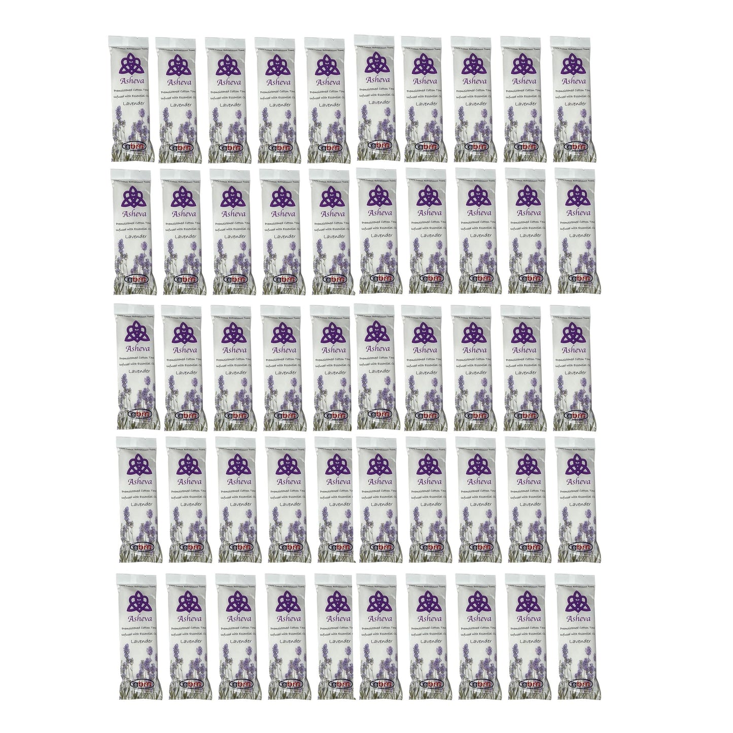 Asheva 8" x 9" Individually Wrapped Oshibori Disposable Towels - Luxurious Moist Cotton Hot/Cold Refreshment Towel - Lavender, Lemon, or Tea Tree
