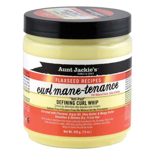 Aunt Jackie's Flaxseed Recipes Curl Mane-tenance, Lightwieght Anti-Poof Defining Curl Whip, Enriched with Flaxseed, Argan Oil and Shea Butter, Great