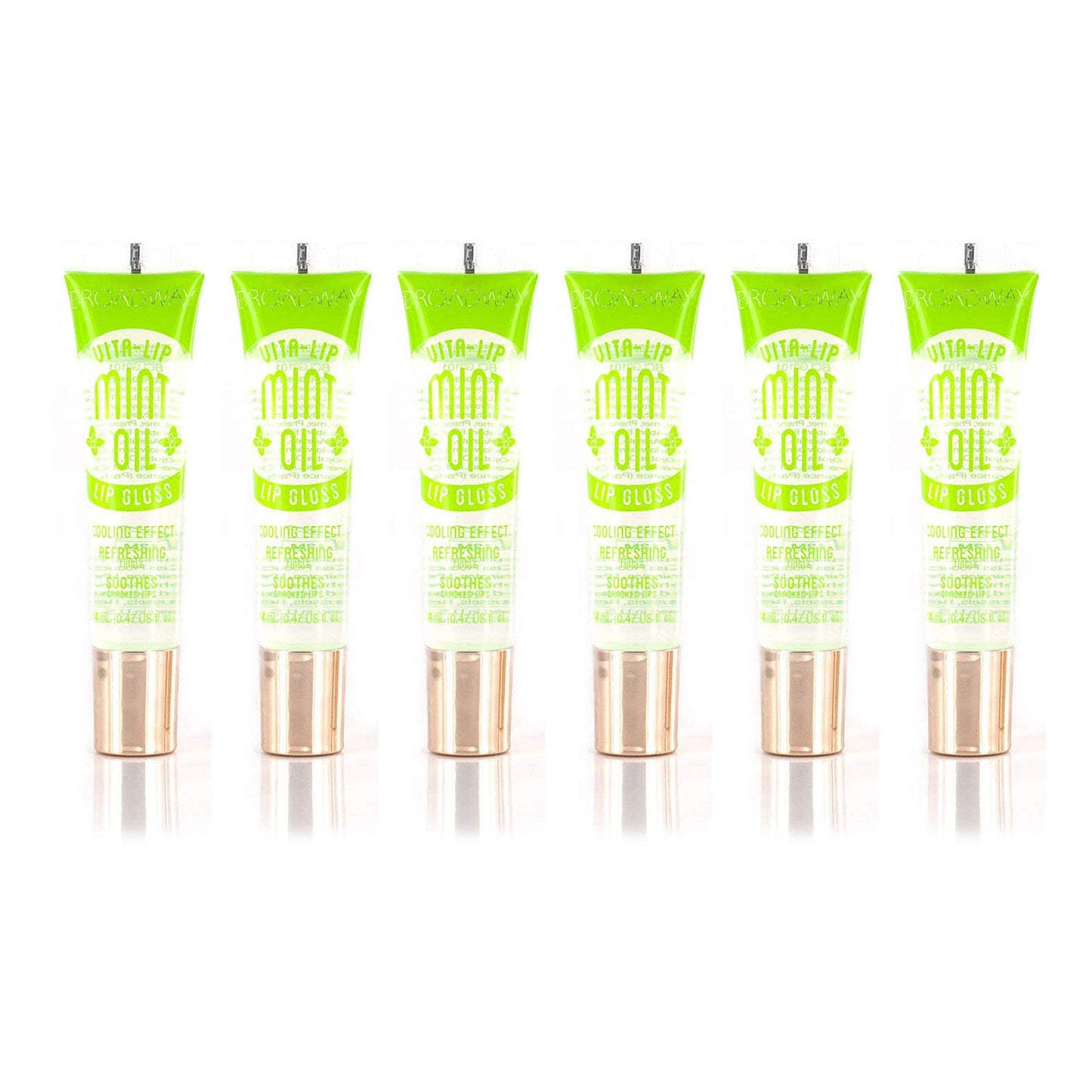 Ruby Kisses Broadway Vita-Lip Clear Lip Gloss (Mint Oil 6 Pack), Ultra-Hydrating & Soothing Formula with Vitamin Oils, High-Shine Non-Sticky Finish