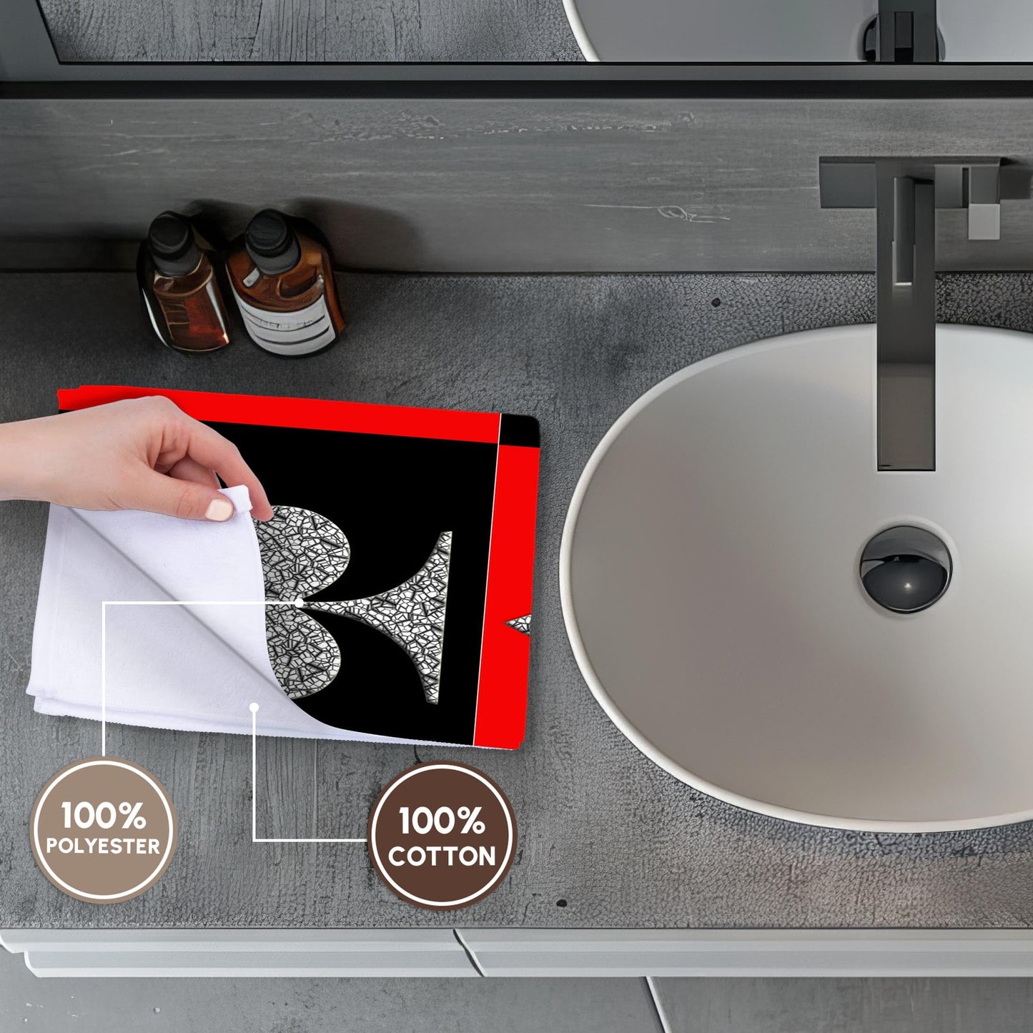 3D Rose Poker. Four of A Kind. Aces. Cool Design. Popular Image Hand Towel, 15" x 22"