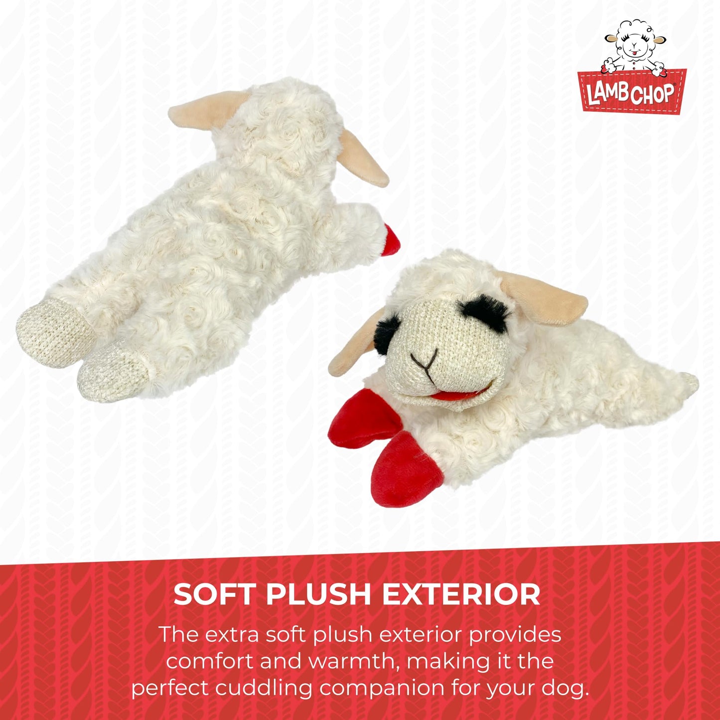 Multipet Lamb Chop Plush Dog Toy – 10" Soft Squeaky Stuffed Animal for Small & Medium Dogs – 5 Squeakers, Cream, Cuddly & Fun