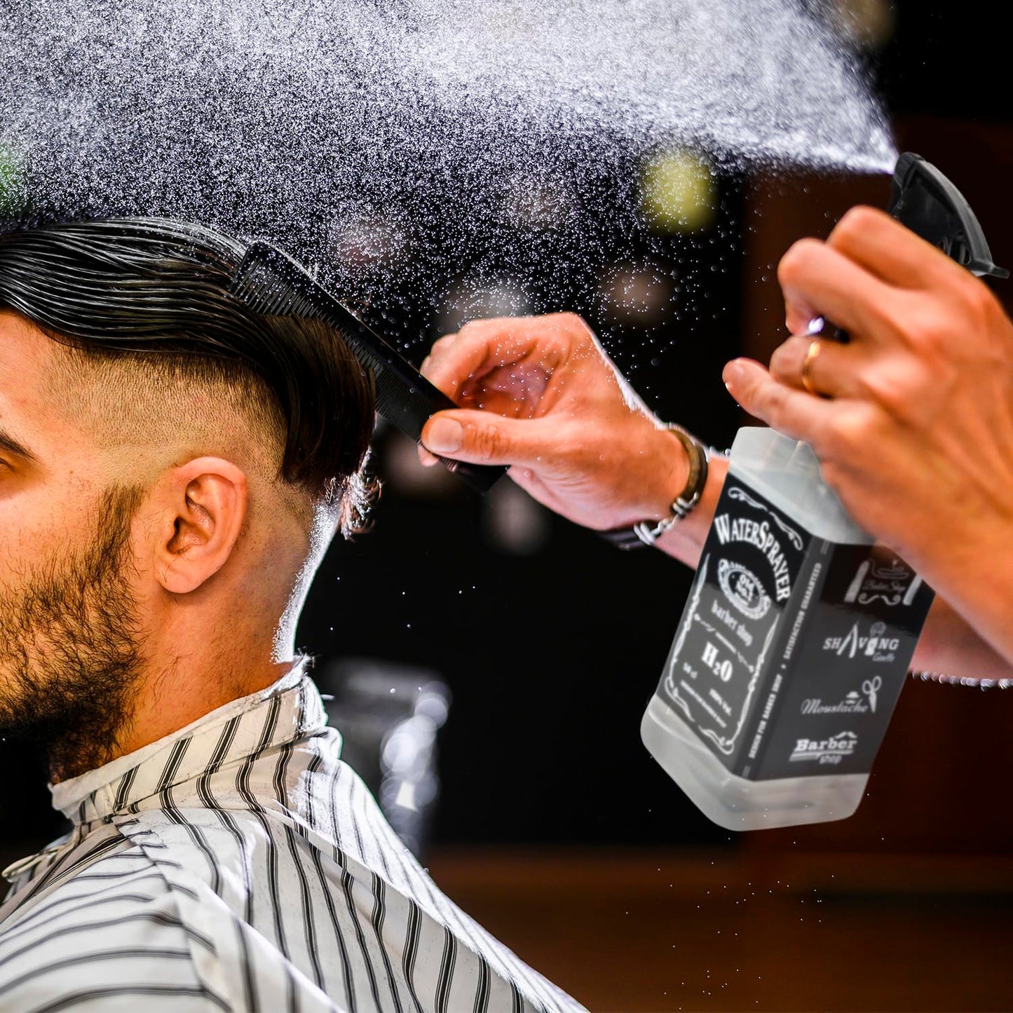 STUDIO LIMITED Barber Spray Bottle, Fine Mist Sprayer for Stylists, Refillable Hair Spray Bottle (500ml/16.9oz, Clear)