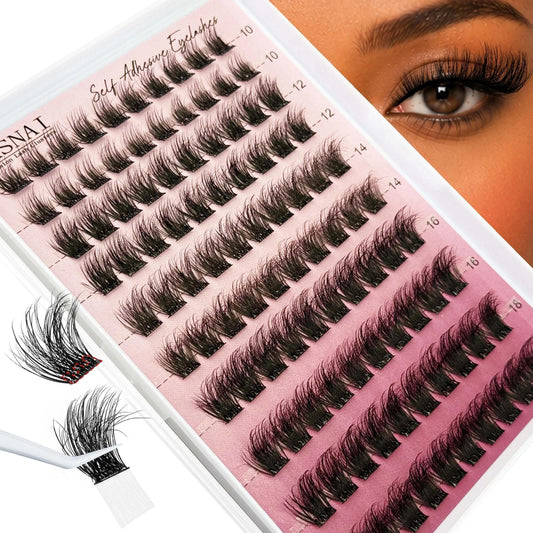 Self Adhesive Eyelashes Mink Lash Fluffy Self-Adhesive Lash Clusters Full 10-18mm YASNAI Wispy Pre Glued Eyelash Cluster, Volume Waterproof Press on Beauty and Personal Care YASNAI Default Title
