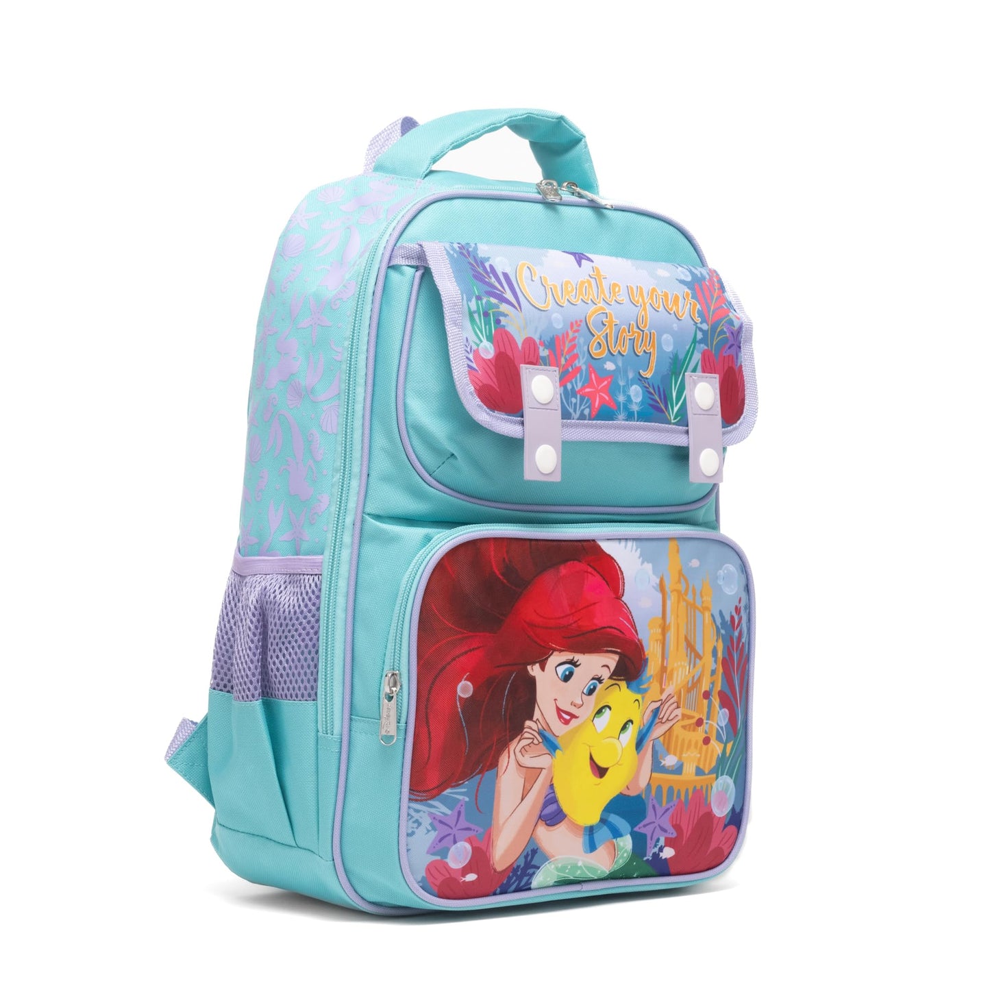 Ruz - The Little Mermiad Ariel Large School backpack with Padded Back and Adjustable Straps, Blue, A28235