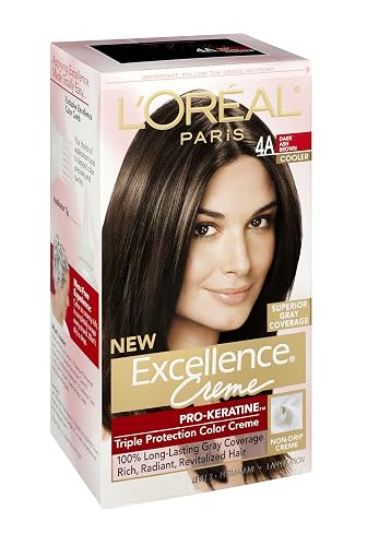 L'Oreal Paris Excellence Creme Haircolor, Dark Ash Brown [4A] (Cooler) 1 ea (Pack of 9)