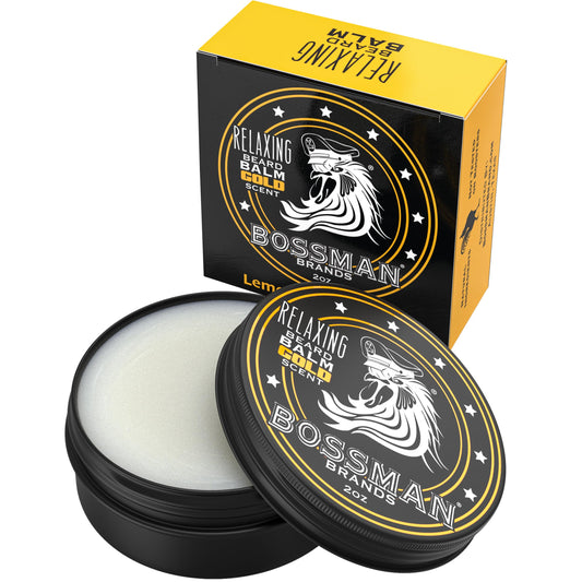 Bossman Relaxing Beard Balm for Men (Gold Scent) - Tames, Relaxes, Thickens & Softens for Ultimate Beard Care - Made in USA