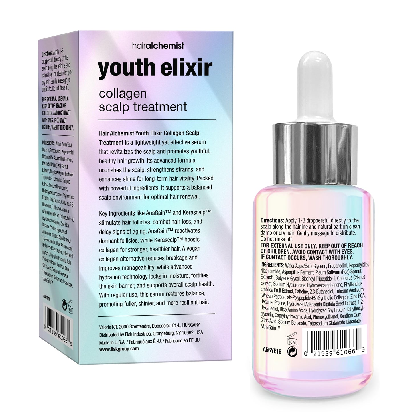 Hair Alchemist Youth Elixir Collagen Scalp Treatment 1.65 oz. for Youthfully Healthy Hair Growth, Texture and Shine, Lightweight Scalp Revitalizing