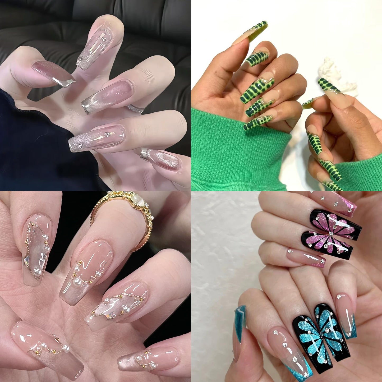 480PCS Nail Tips Clear False Nails Full Cover for Acrylic Fake Nails Kit 12 Sizes 2 Shapes Medium Coffin Medium Stiletto Pre-Shape for Salon Home DIY Beauty and Personal Care ELLEWIN