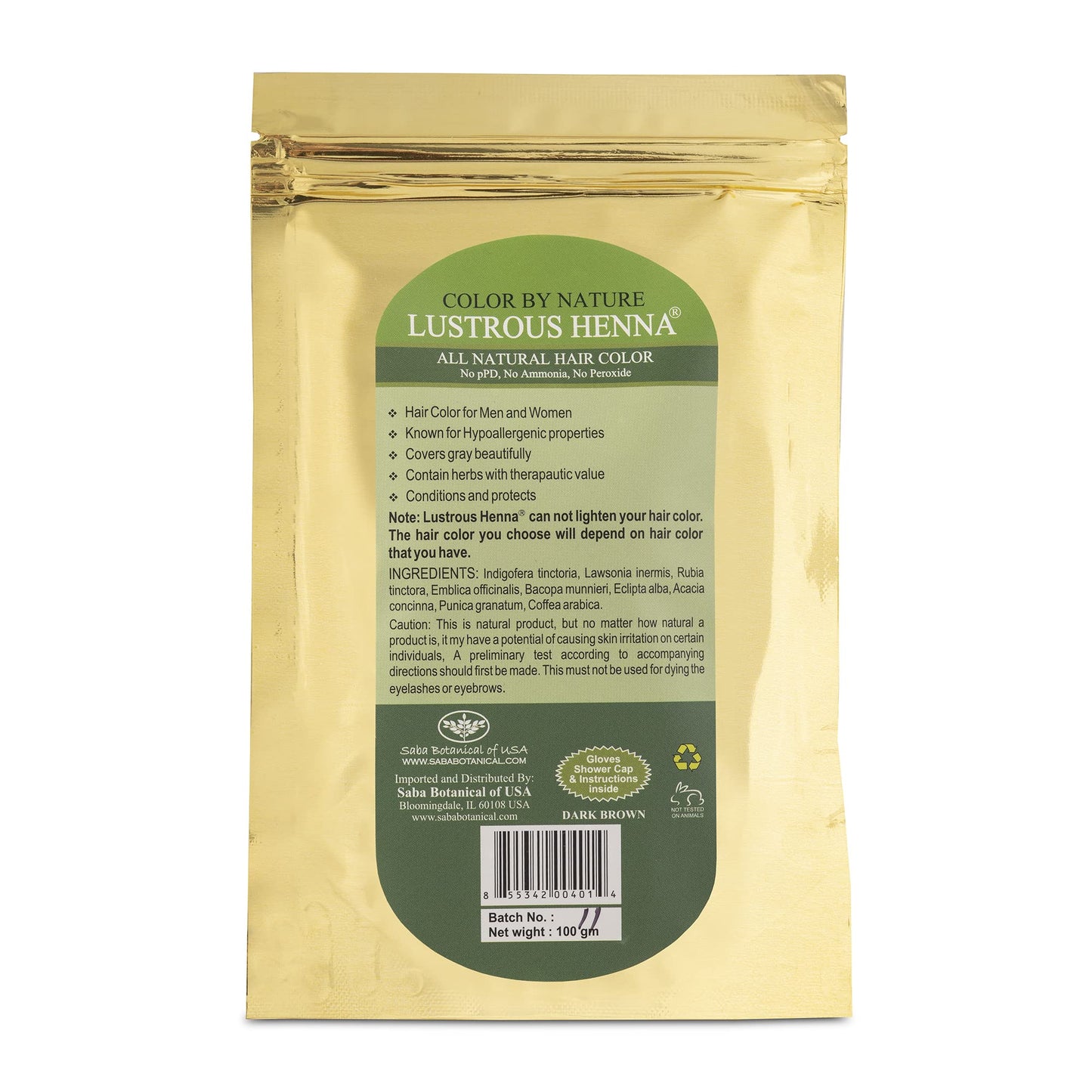 Dark Brown Color by Nature Lustrous Henna 100 grams