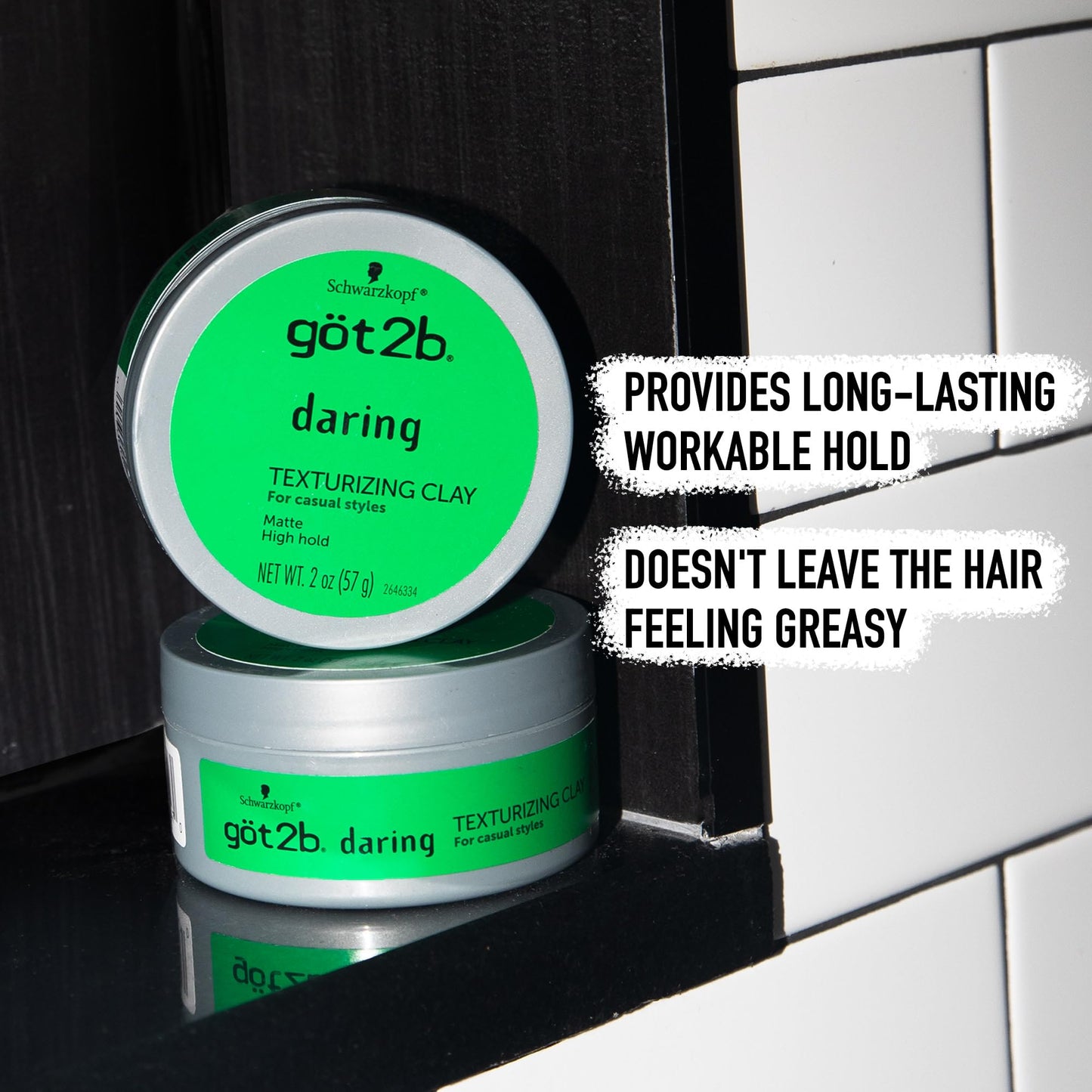 got2b Daring Texturizing Clay, 2 Fl Oz, Matte Finish and High Hold Styling Hair Clay For Men and Women, Non-Greasy, Non-Sticky Hair Texturizer