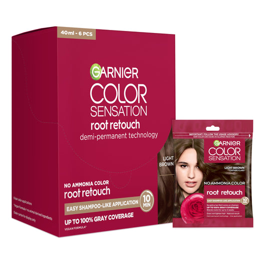 Garnier Color Sensation Root Retouch, Demi Permanent Hair Dye for Roots with 100% Gray Coverage and No Ammonia, Light Brown 6.0, Pack of 6 (Packaging Beauty & Personal Care Garnier