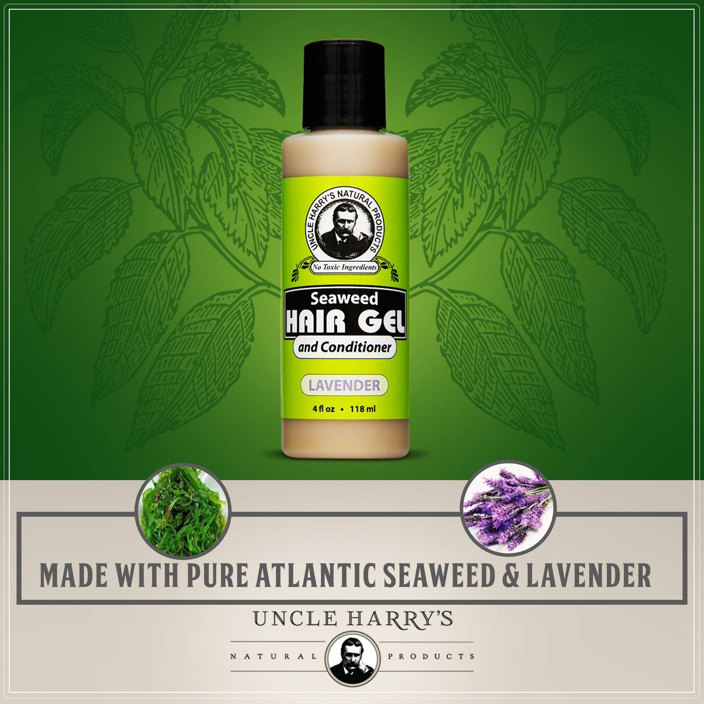 Uncle Harry's Lavender Seaweed Hair Gel & Volumizing Conditioner | 2 in 1 Natural Styling Gel & Hair Moisturizer for Dry Hair Damaged | 100% Pure Hair