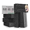 Bossman 6-Pack 4-in-1 Charcoal Soap Bar (4 oz) - Bar Soap for Men - All-Natural Beard Wash, Shampoo, Body Wash & Shaving Solution - Eucalyptus & Tea