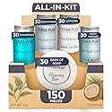 Terra Pure White Tea & Coconut Toiletries Set | 1-Shoppe Amenities Kit | 1oz Shampoo & Conditioner, Body Wash, Lotion, 1.25oz Bar Soap | Travel Size |