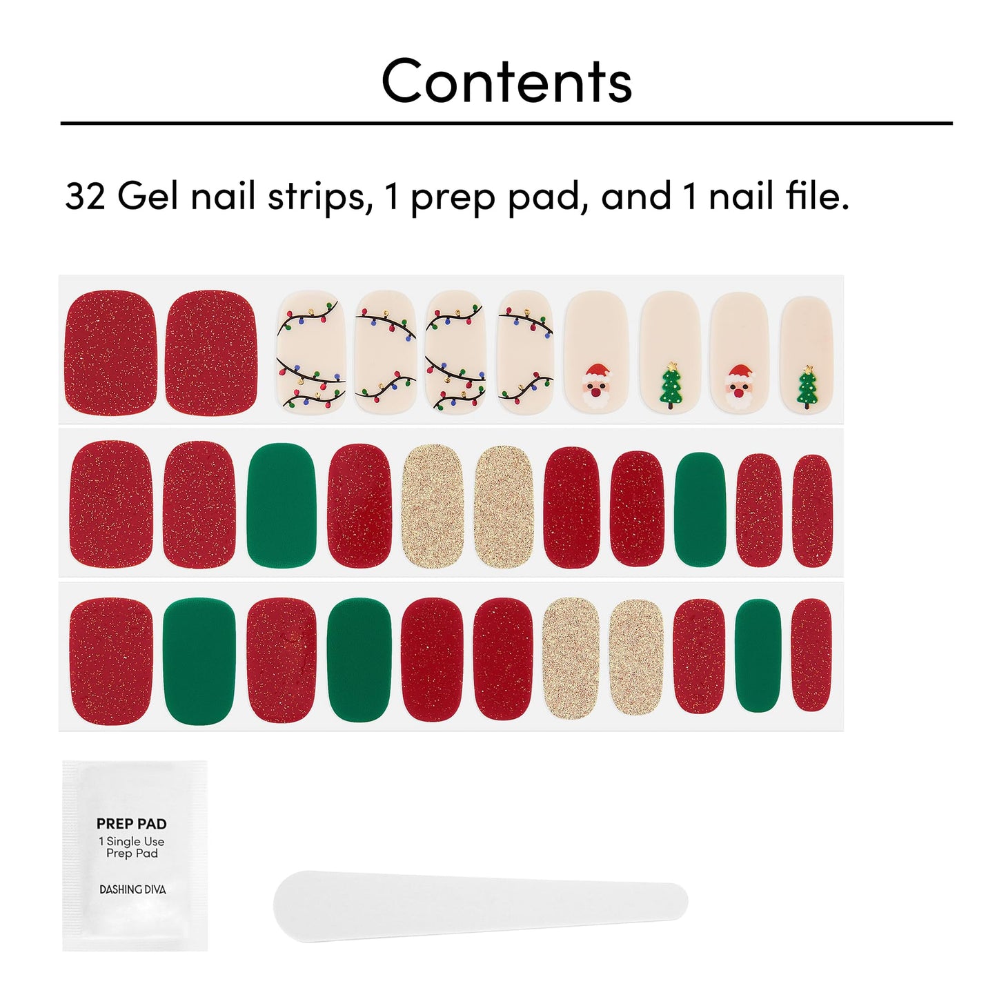 Dashing Diva Gloss Nail Strips - Santa Baby | UV Free, Chip Resistant, Long Lasting Gel Stickers | Contains 32 Wraps, 1 Prep Pad, 1 File Beauty & Personal Care Dashing Diva