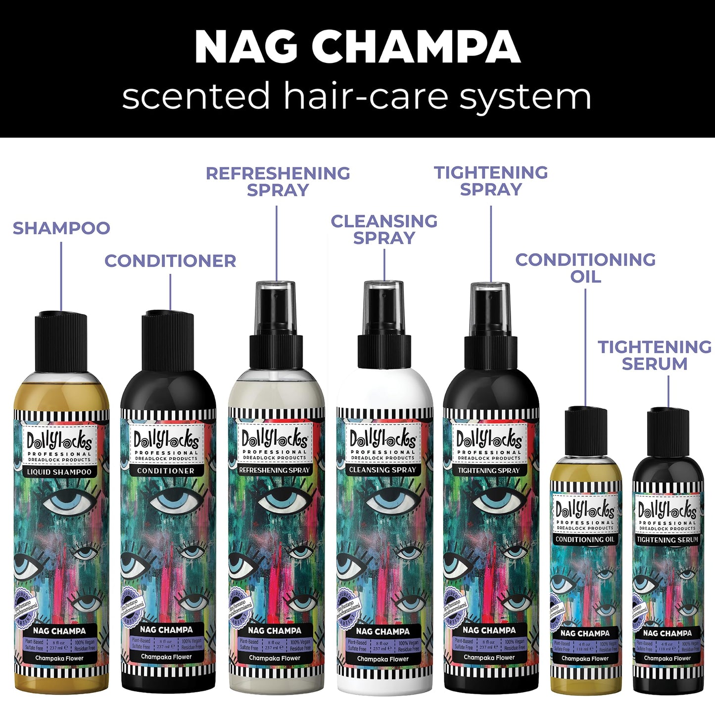 Dollylocks Sea Salt Texture Spray | Plant-Based, Vegan, Residue-Free | Tighten Locs Dreadlocks | Loose Hair Care | Nag Champa | 8oz