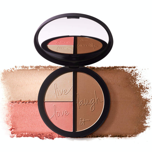 IT Cosmetics Your Most Beautiful You 3-in-1 Palette – Matte Bronzer, Radiance Luminizer & Brightening Blush with Peptides & Light Tech