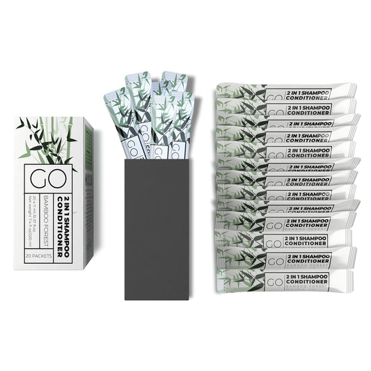 Travel Size Shampoo and Conditioner Set of 20 - 2 in 1 Single Use Travel Shampoo and Conditioner (Sulfate Free) - Hotel Amenities, Homeless Care Kit.