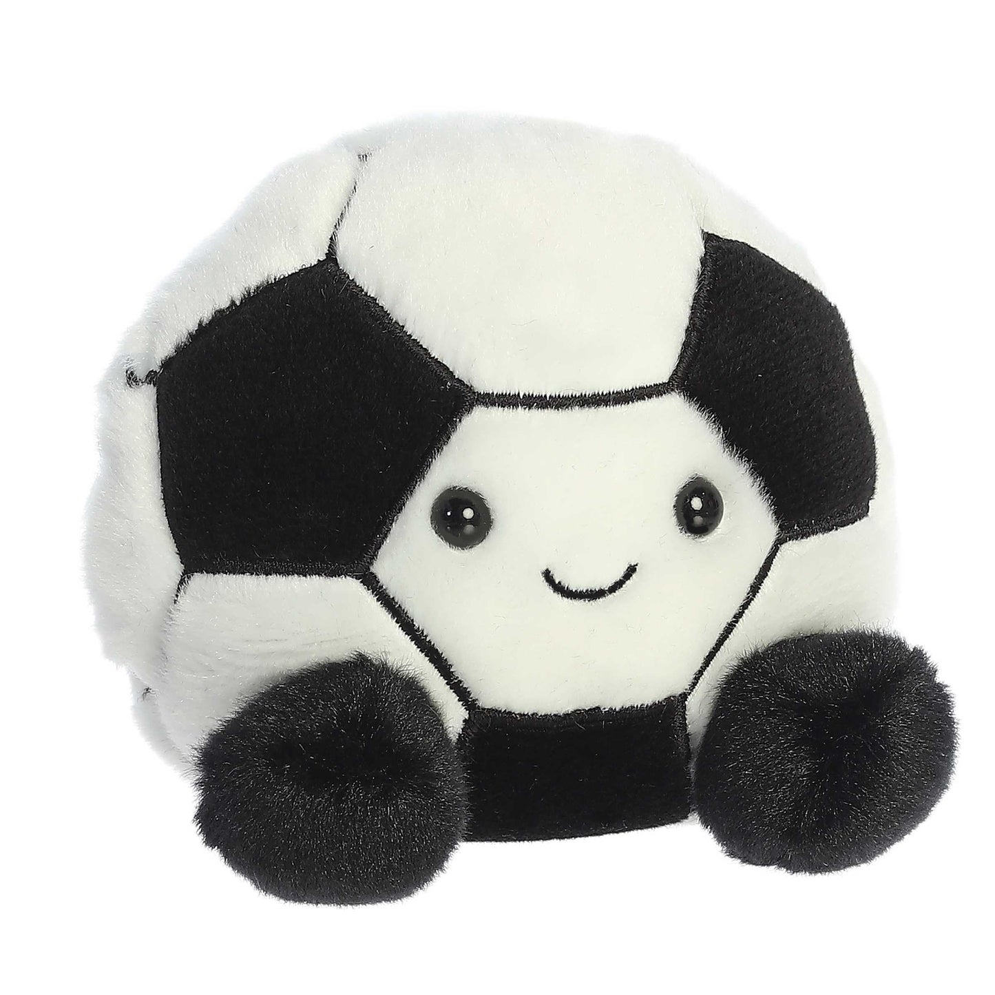 Aurora® Adorable Palm Pals™ Striker Soccerball™ Stuffed Animal - Pocket-Sized Play - Collectable Fun - Black 5 Inches