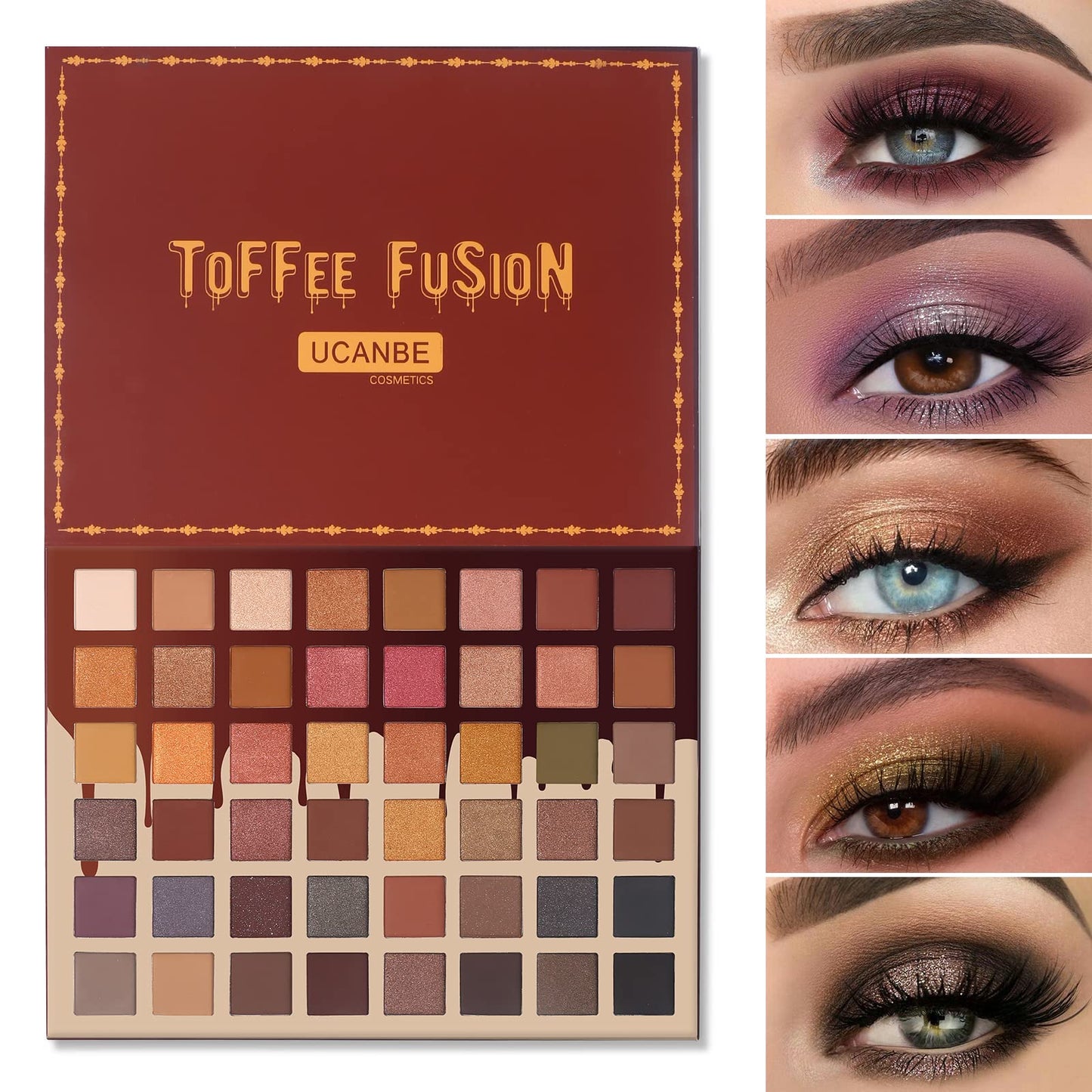 UCANBE Toffee Fusion Nude Eyeshadow Palette, 48 Neutral Shades Naked Eye Shadow Makeup Pallet, High Pigmented Matte Glitter Shimmer Make Up Kit Beauty and Personal Care UCANBE Default Title