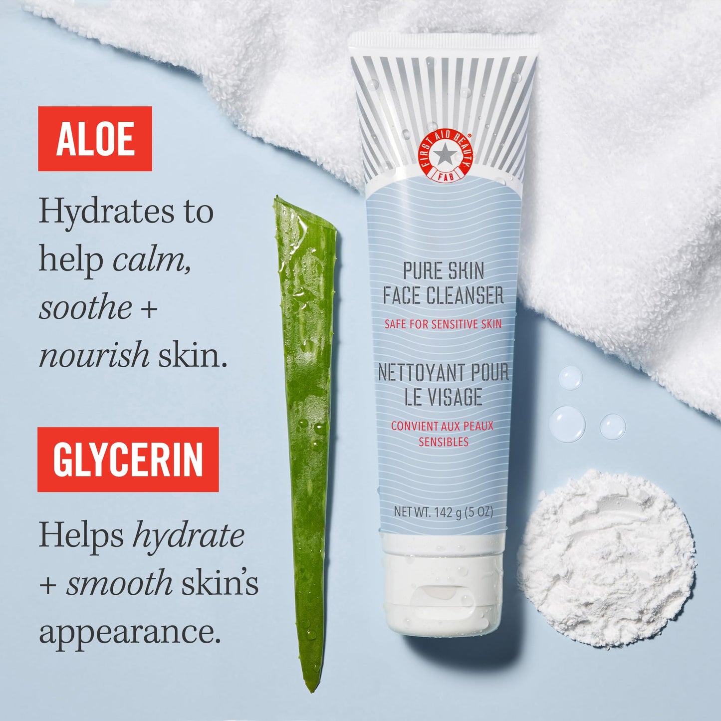First Aid Beauty - Pure Skin Face Cleanser, Effectively Removes Makeup, Dirt, and Impurities, Gentle Cleanser Leaves Skin Soft & Supple, Safe