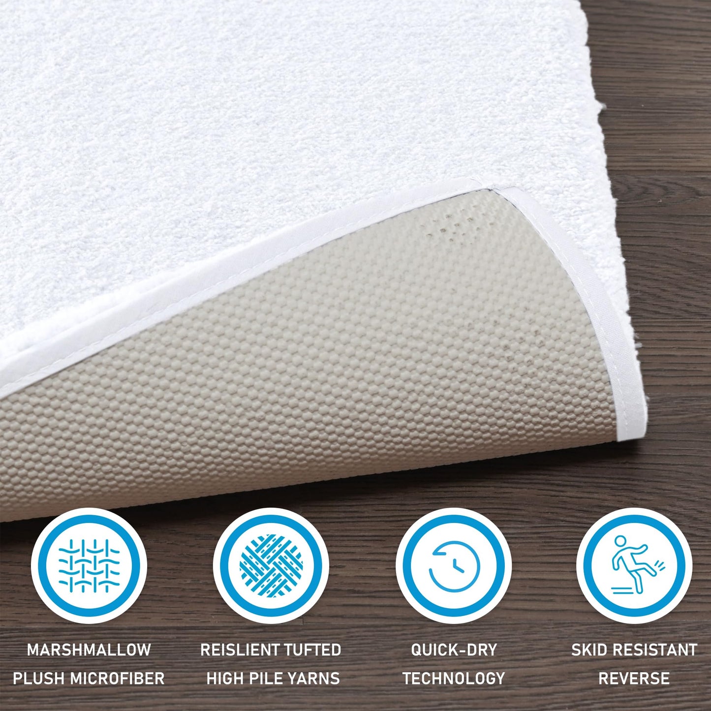 Madison Park Signature Marshmallow Bathroom Rug Non Slip, Luxrurious Plush Bath Mat, Absorbent, Quick Dry, Spa Design Bath Room Décor, 24x40, White