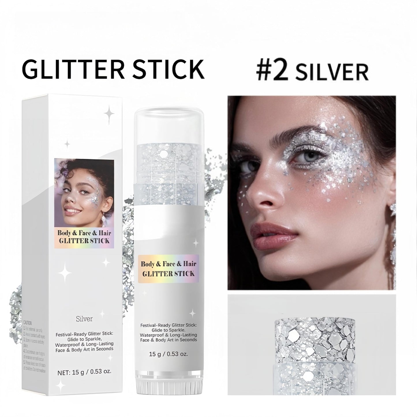 MAEPEOR Body Glitter Stick 6 Colors Holographic Mermaid Sequins Chunky Face Glitter Stick Singer Concerts or Music Festival Rave Body Makeup (Color