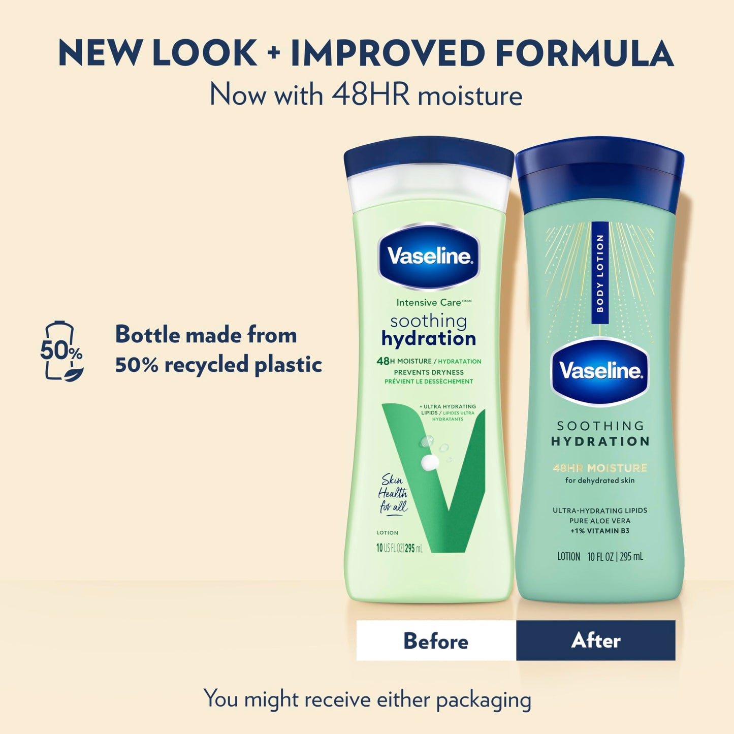 Vaseline Intensive Care Hand and Body Lotion For Dehydrated Skin Soothing Hydration Dry Skin Lotion with Aloe Vera Extract & Ultra-Hydrating Lipids 10