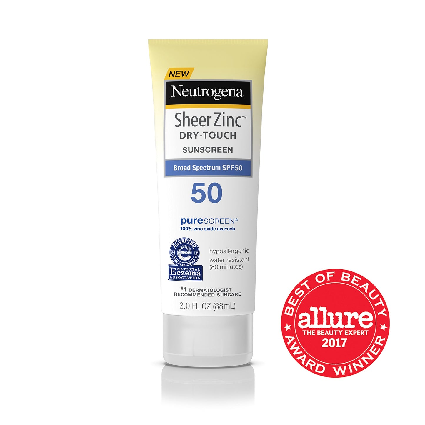 Neutrogena Sheer Zinc Oxide Dry-Touch Sunscreen Lotion with Broad Spectrum SPF 50, Water-Resistant, Hypoallergenic & Non-Greasy Mineral Sunscreen, 3