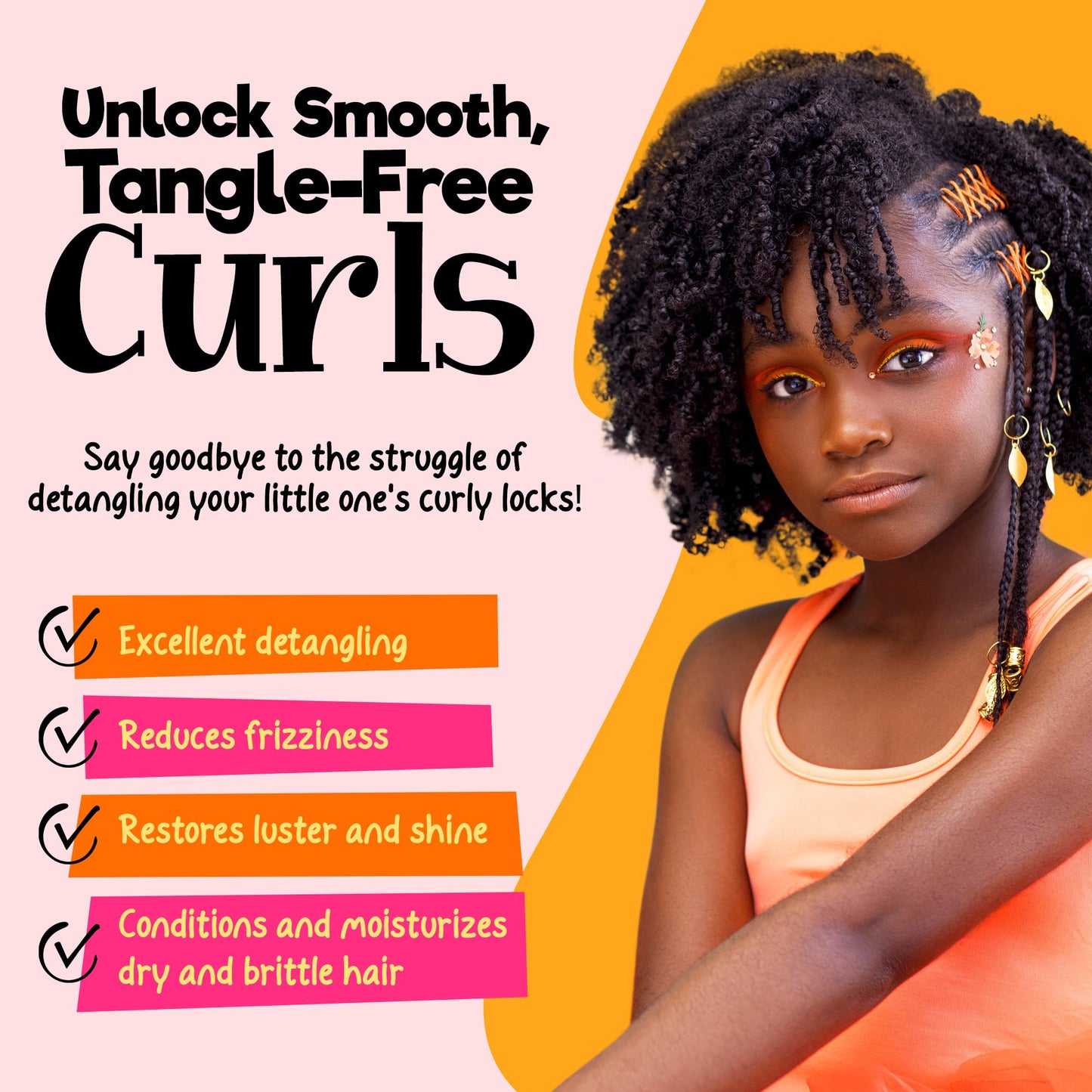 CurlyKids Textured Hair Care Set with Hair Detangler Spray, Kids Shampoo, Conditioner & Creme for Curly, Frizzy, & Wavy Hair | Sulfate & Paraben-Free