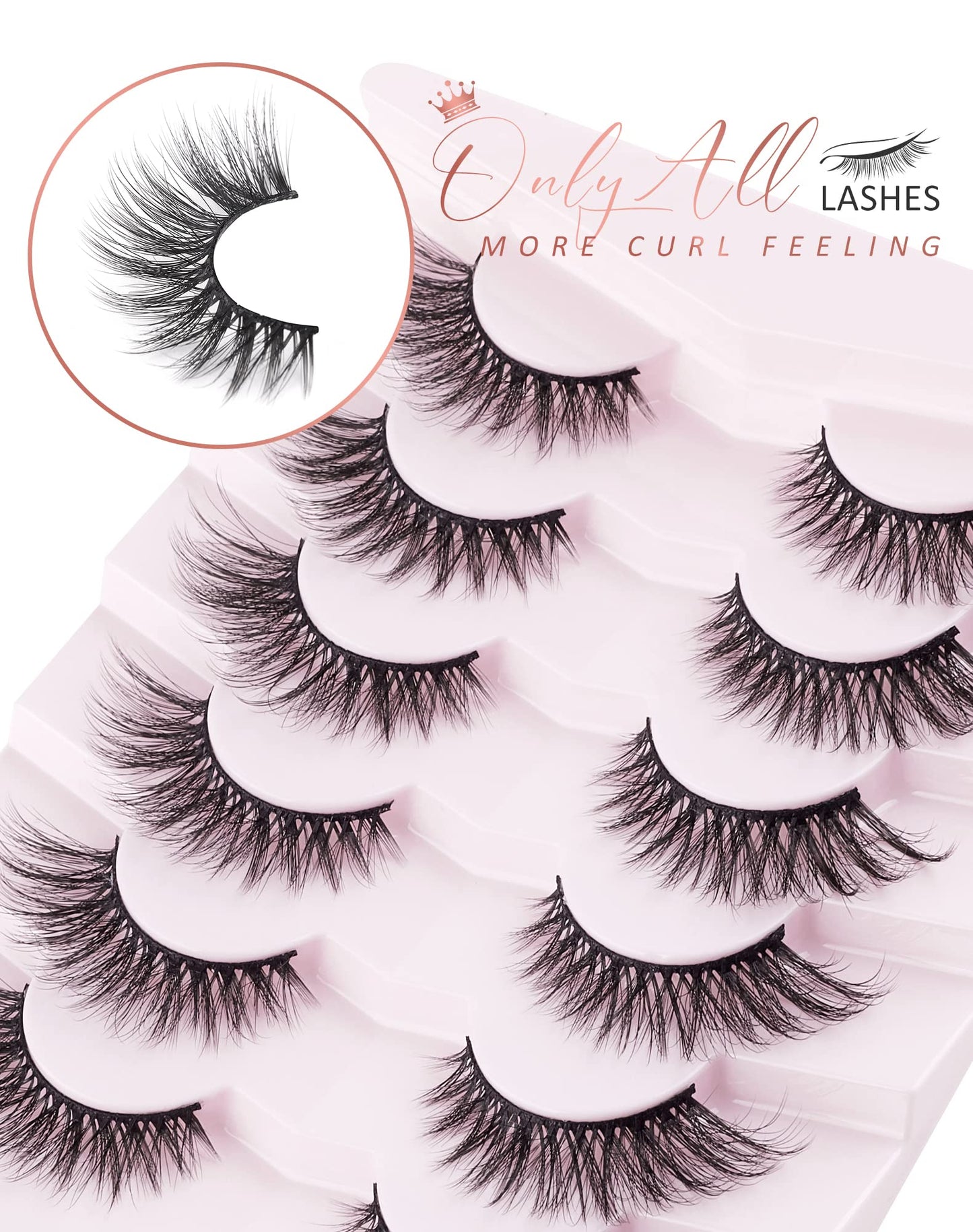 Onlyall Cat Eye Lashes Mink Lashes Fluffy Eyelashes Cat Eye False Lashes Fox Eye Lashes 7 Pairs F02 Beauty and Personal Care Onlyall