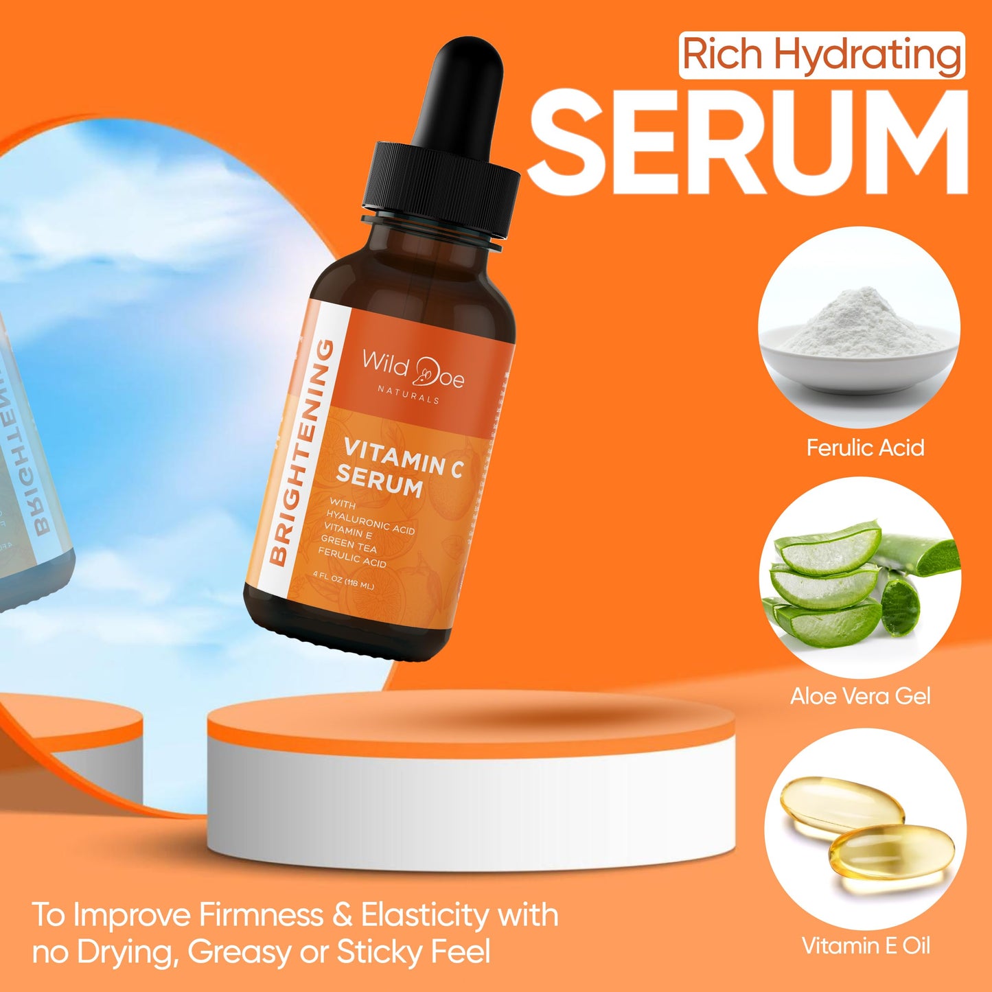 Vitamin C Serum for Face with Hyaluronic Acid - Firming Anti Aging Serum, Pore Minimizer, Acne Scars and Dark Spot Remover for Face - Vitamin C