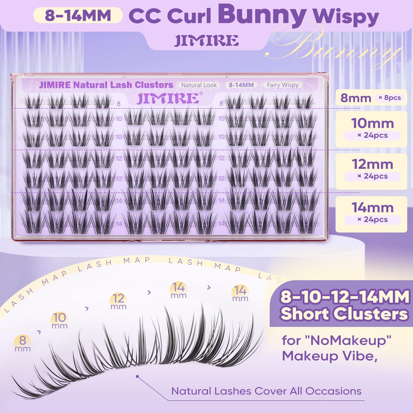 Wispy Lash Clusters Natural Look Bunny Lashes Clusters 8-10-12-14MM Manga Cluster Eyelash Extensions Short Eyelash Clusters Soft Pestañas Postizas Beauty and Personal Care JIMIRE