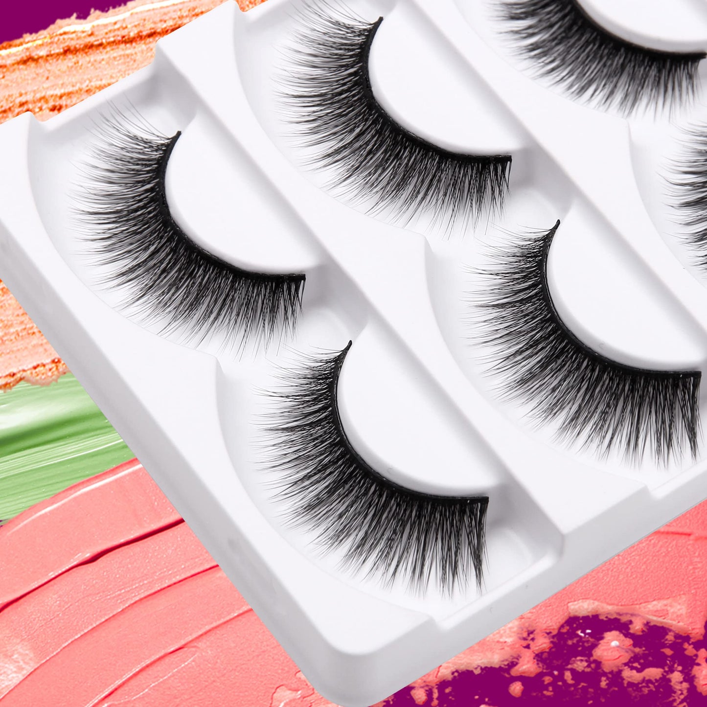 Eliace False Eyelashes Natural look Cat Eye Lashes Wispy Strips,15 Pairs, 3D Mink Lashes Volume Fluffy,Fake Eyelashes Thin Soft Band Comfortable Cross