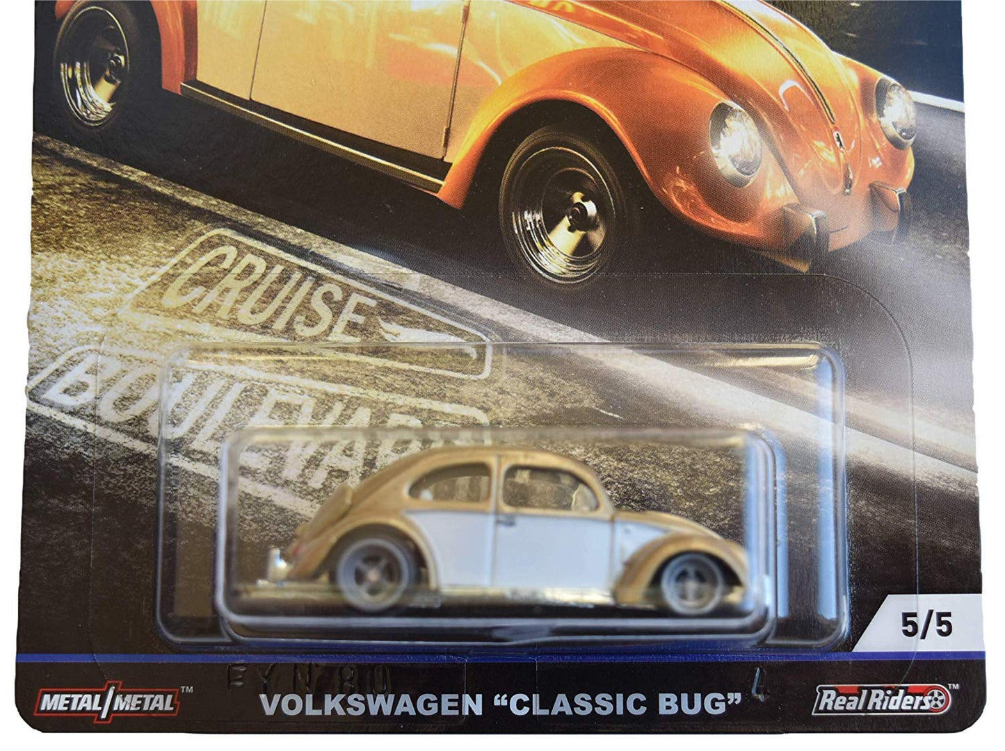 Hot Wheels Car Culture Cruise Boulevard Volkswagen Classic Bug 5/5, Gold/White