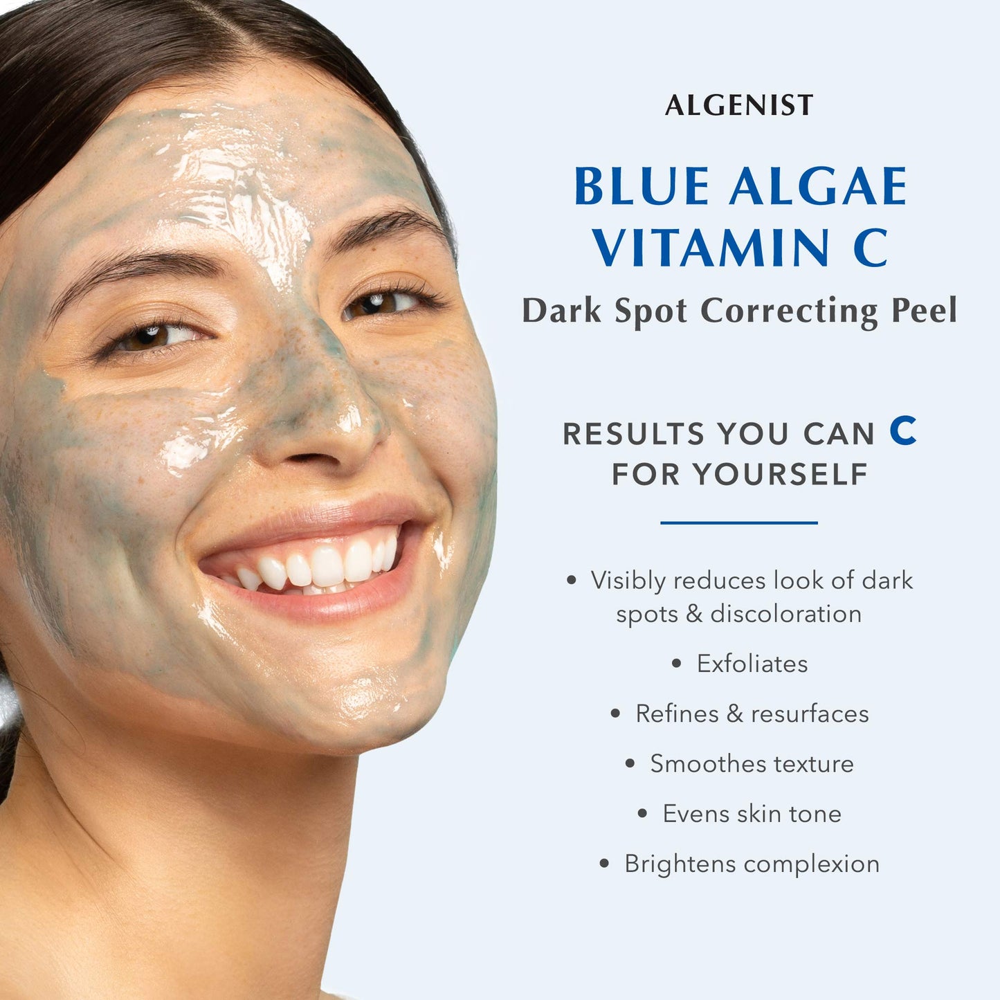 Algenist Blue Algae Vitamin C Dark Spot Correcting Peel - Visibly Reduce The Appearance of Discoloration - Exfoliating AHAs, BHA & PHA to Help Even