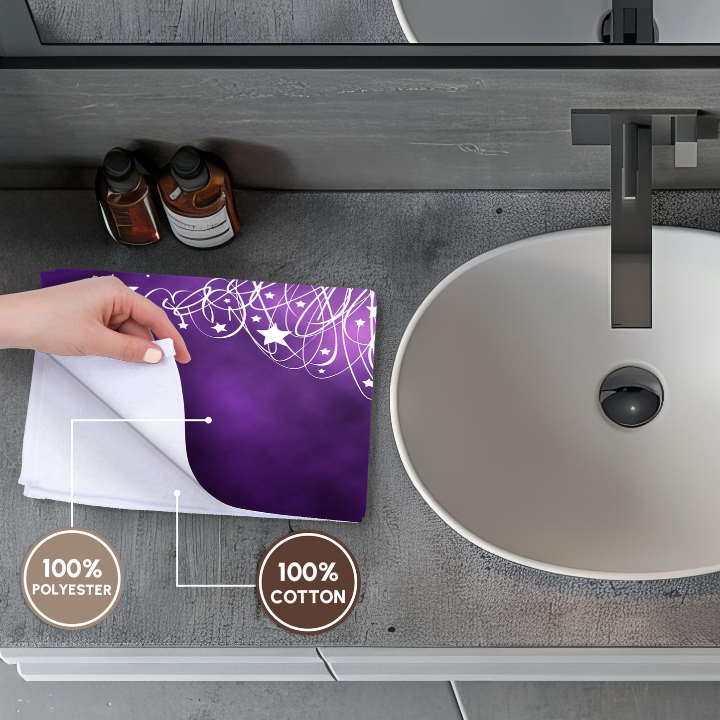 3D Rose Sparkling Christmas Tree On Purple Towel, 15" x 22", Multicolor