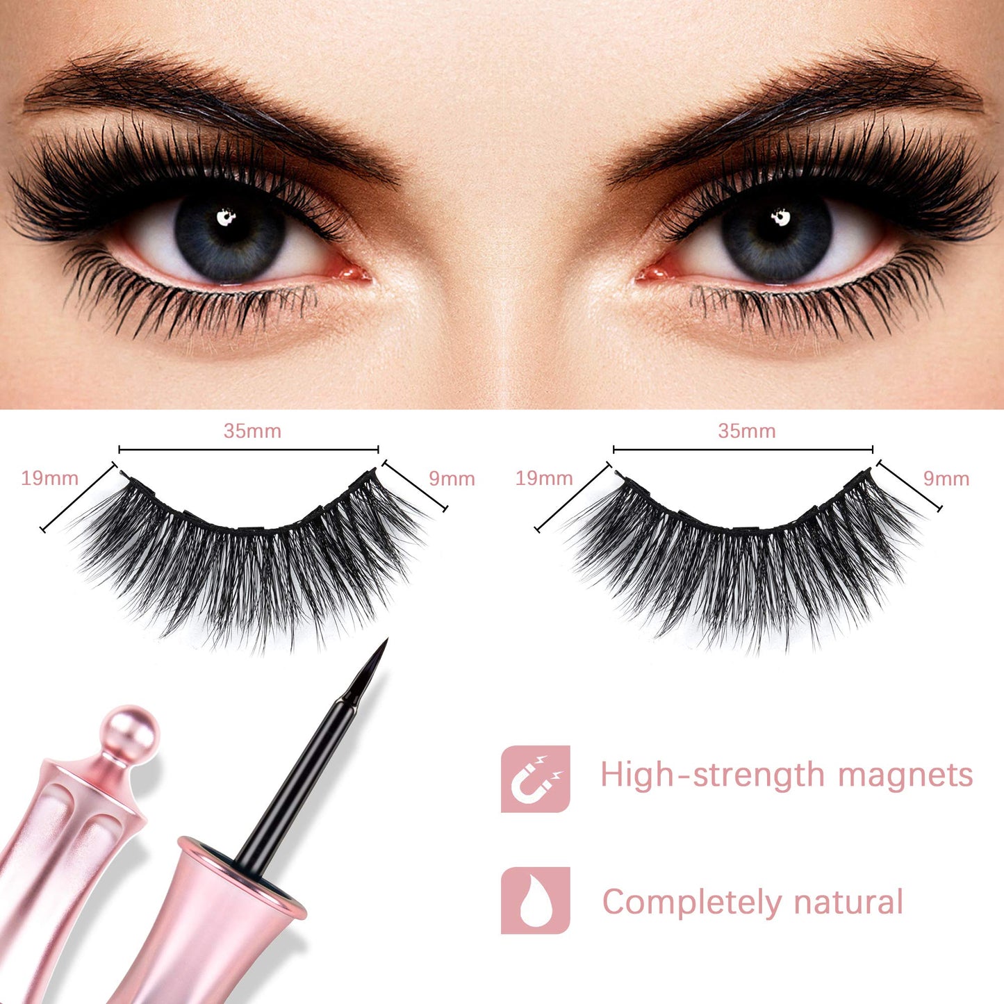Magnetic Eyelashes, False Eyelashes Magnetic Eyelashes with Eyeliner Natural Look with Eyeliner?4pairs?