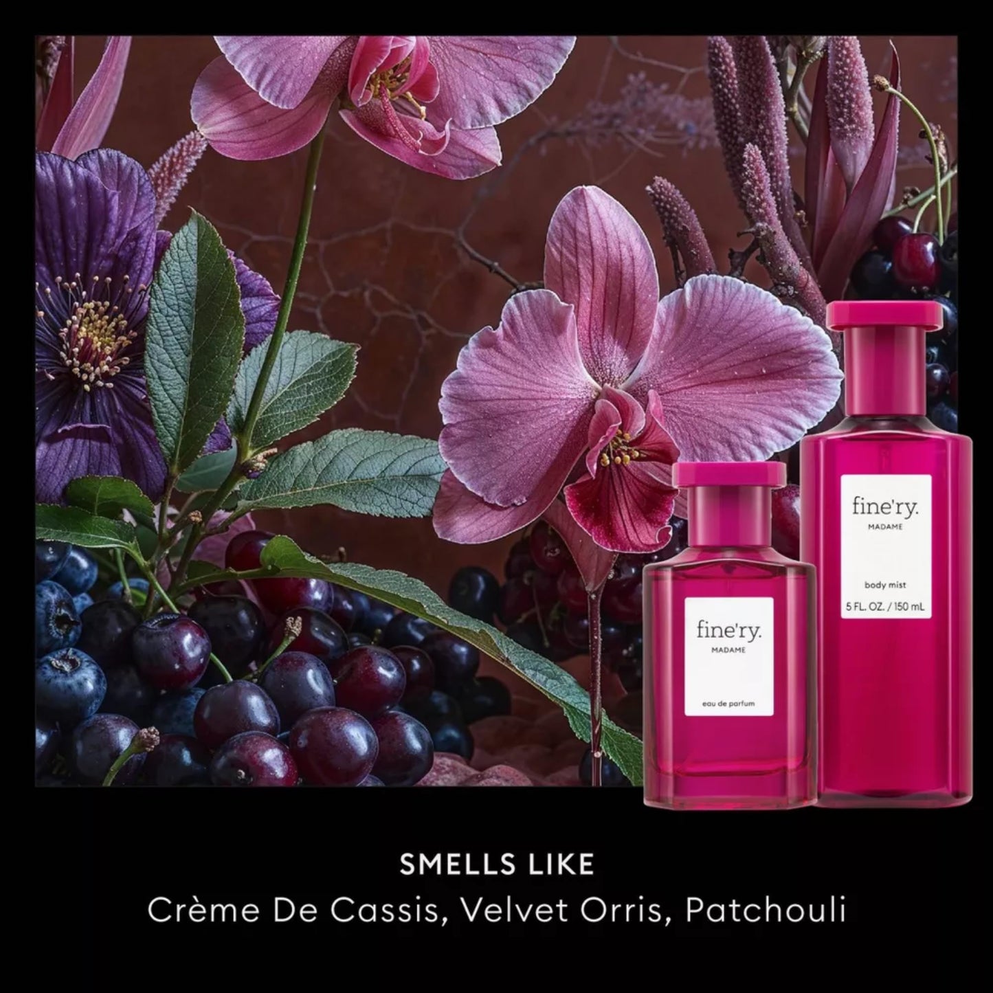 Fine'ry Fruity Floral Elegant Eau de Parfum - Madame Long-Lasting Perfume for Women - Crème de Cassis, Velvet Orris & Patchouli, Gourmand, Full Size Beauty & Personal Care Fine'ry