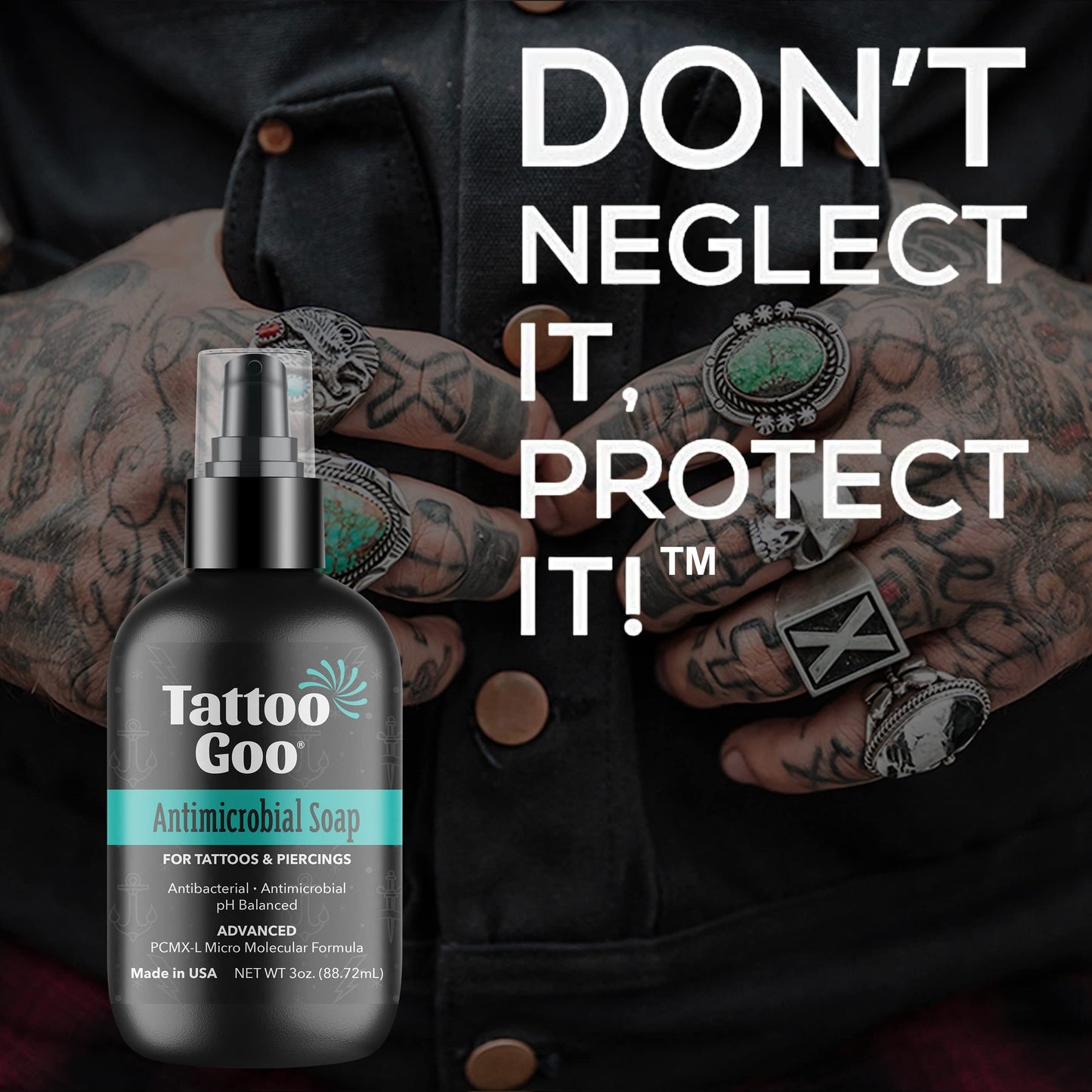 Tattoo Goo Cleansing Soap, 3 oz, For Piercing & Tattoo Aftercare, Hydrates and Cleans Dirt, pH Balanced Soap, Leaves No Residue, No Fragrance Beauty and Personal Care Tattoo Goo