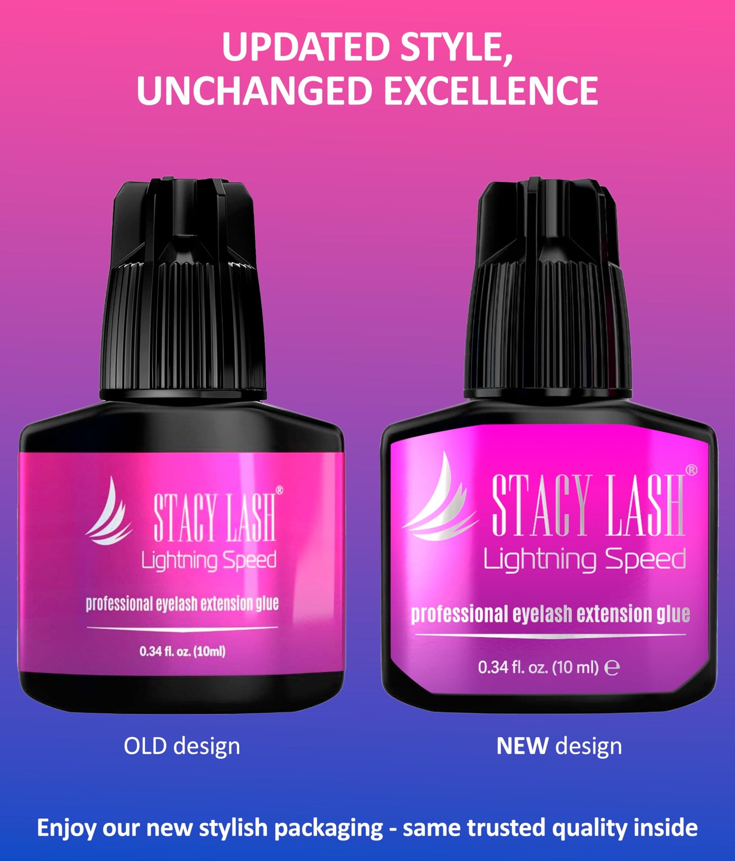 STACY LASH Lightning Speed Eyelash Extension Glue 10ml/0.34 fl.oz / 0.3 Sec Dry/Retention - 6-8 Weeks/Extra Strong Black Adhesive/Lash Tech Supplies Beauty and Personal Care STACY LASH