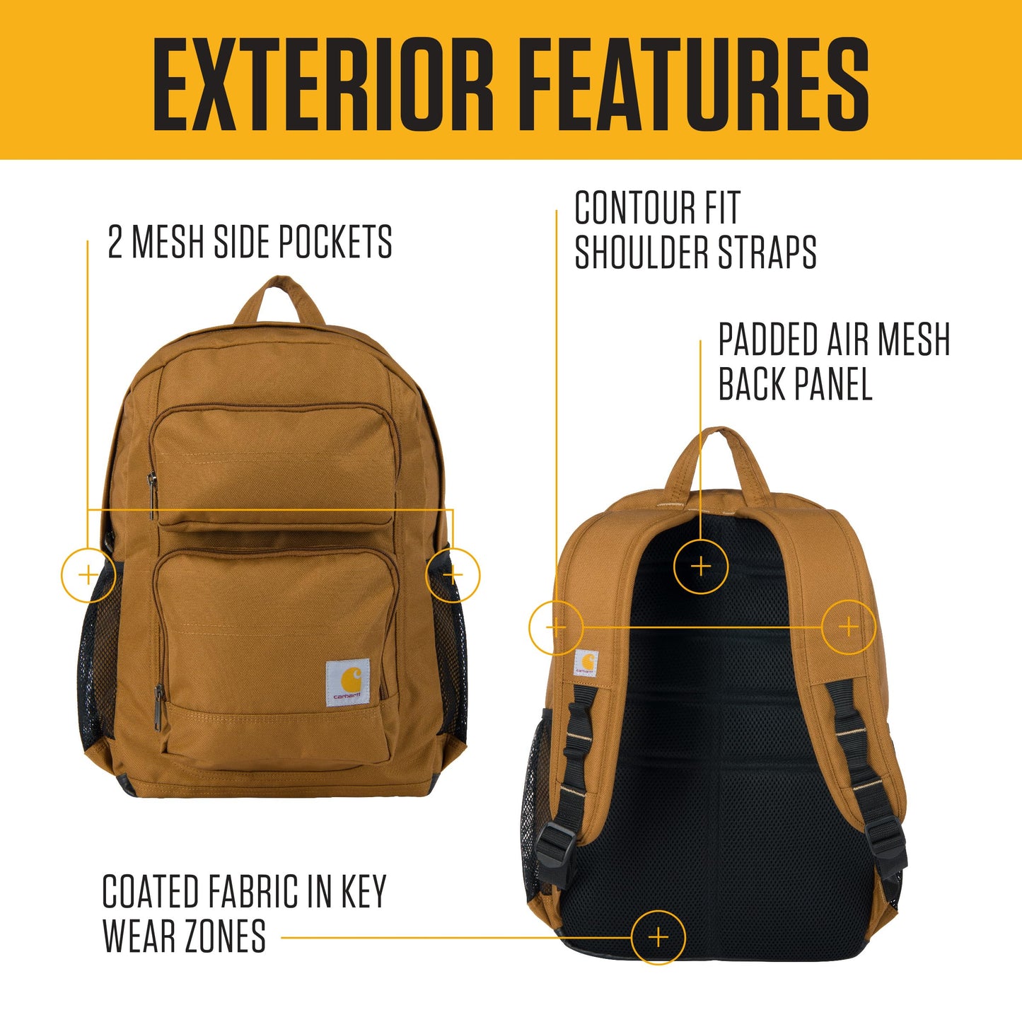 Carhartt 27L Classic Single-Compartment Backpack, Durable Pack with Laptop Sleeve and Duravax Abrasion Resistant Base, Gravel