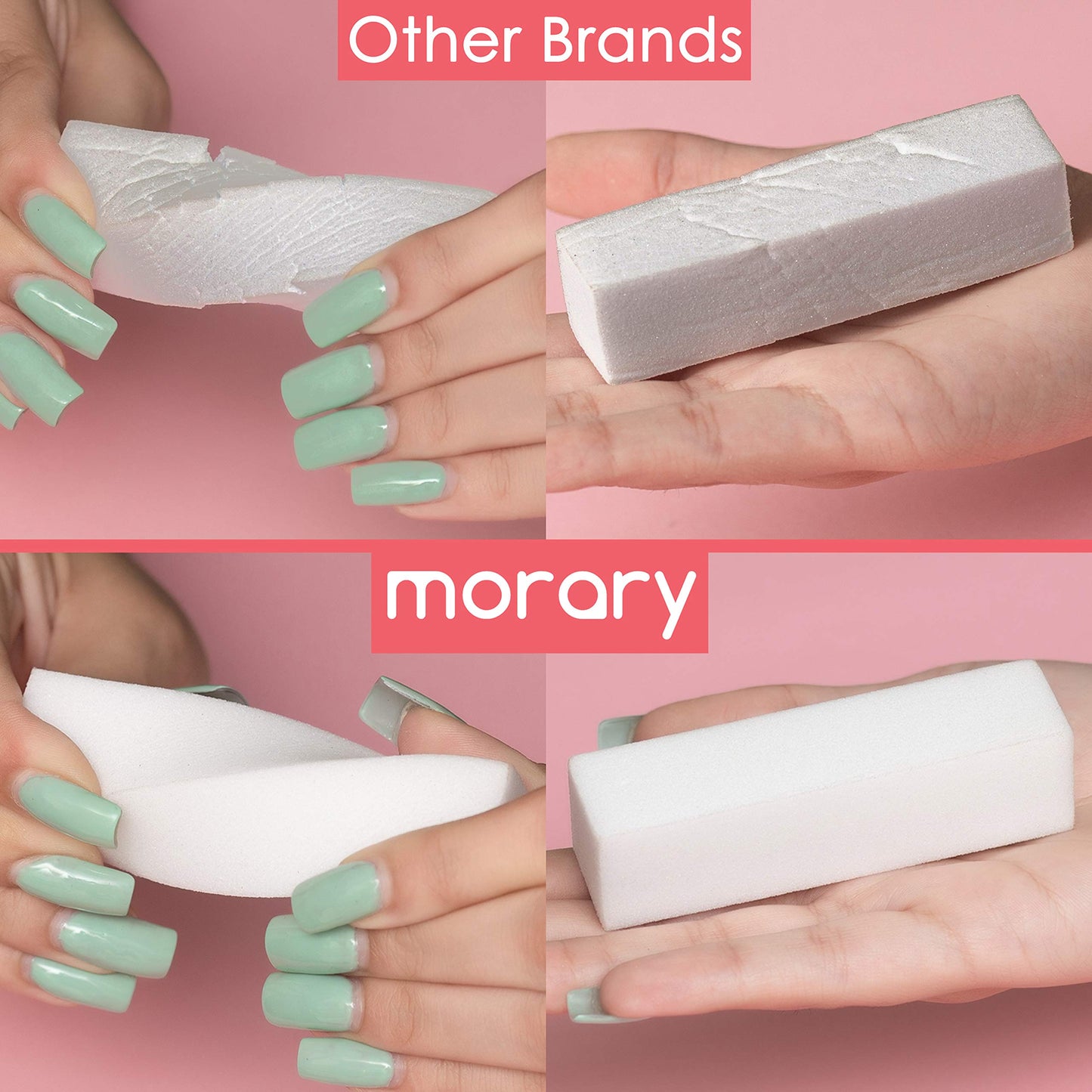 Morary 12-Pack, Nail Buffer Blocks for Natural and Acrylic Nails, 4 Sided, Medium Grit (White)